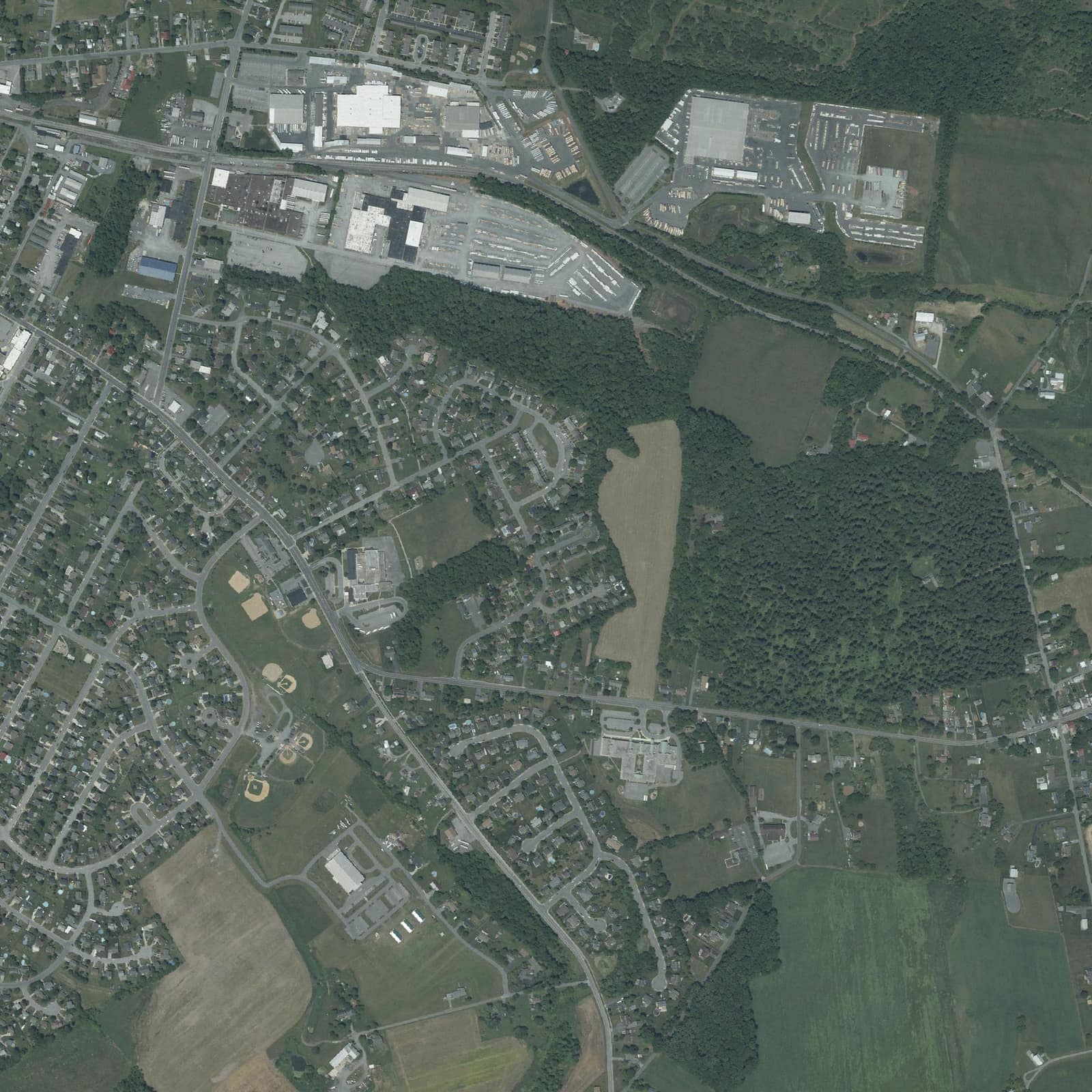 Aerial view of the neighborhood around Thurmont Village
